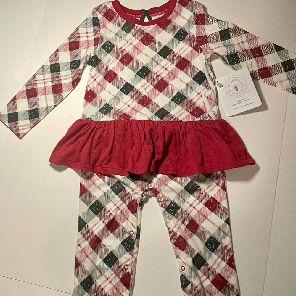 NWT Burt’s Bees Organic Cotton Holiday-Plaid Jumper | 18-24 Months